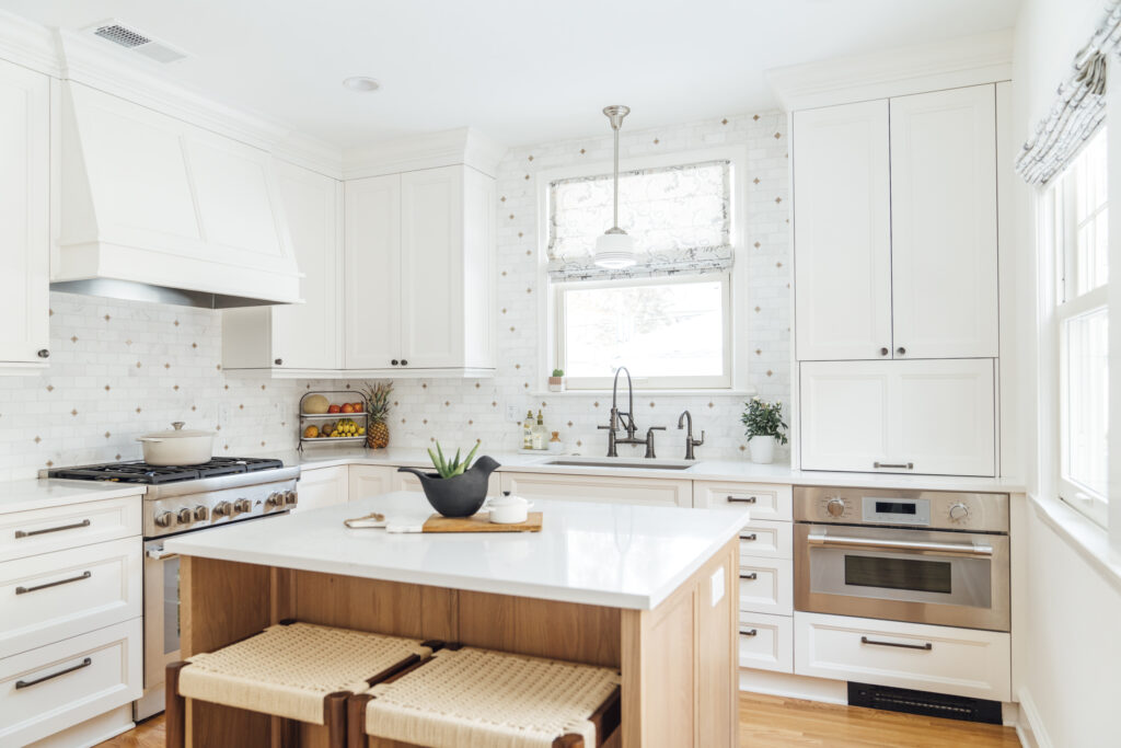 Beautiful white and natural brown wood kitchen