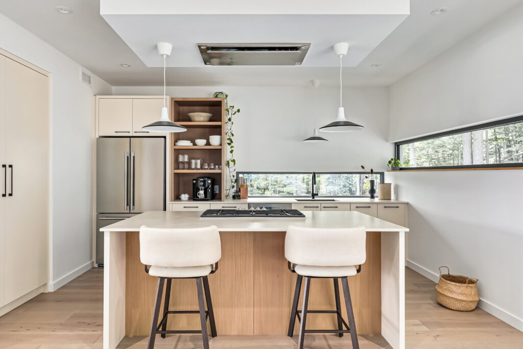 Modern beige and wood colour kitchen