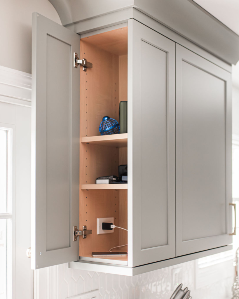 open cabinet showing Cabinet Box Interior Material