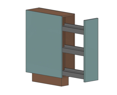 cabinet edge banding visible with open front