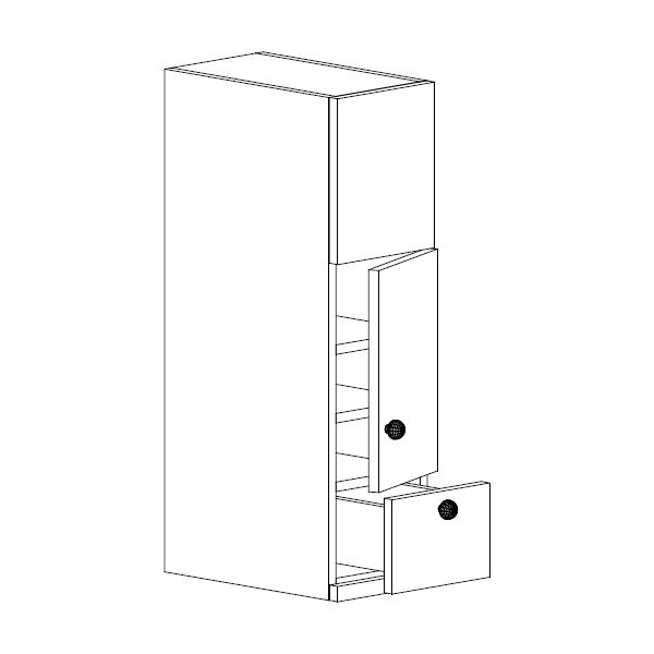 wall cabinet for under range hood or next to with spot for corbel